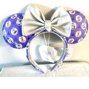 NWT Disney Parks 2023 100th Platinum Mickey Minnie Ear Headband Loungefly